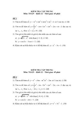Kiểm tra tập trung môn Toán khối 12